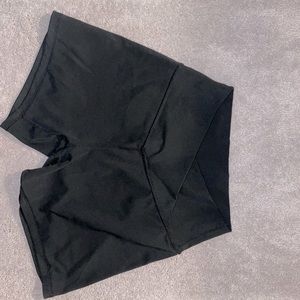 black criss-cross biker shorts